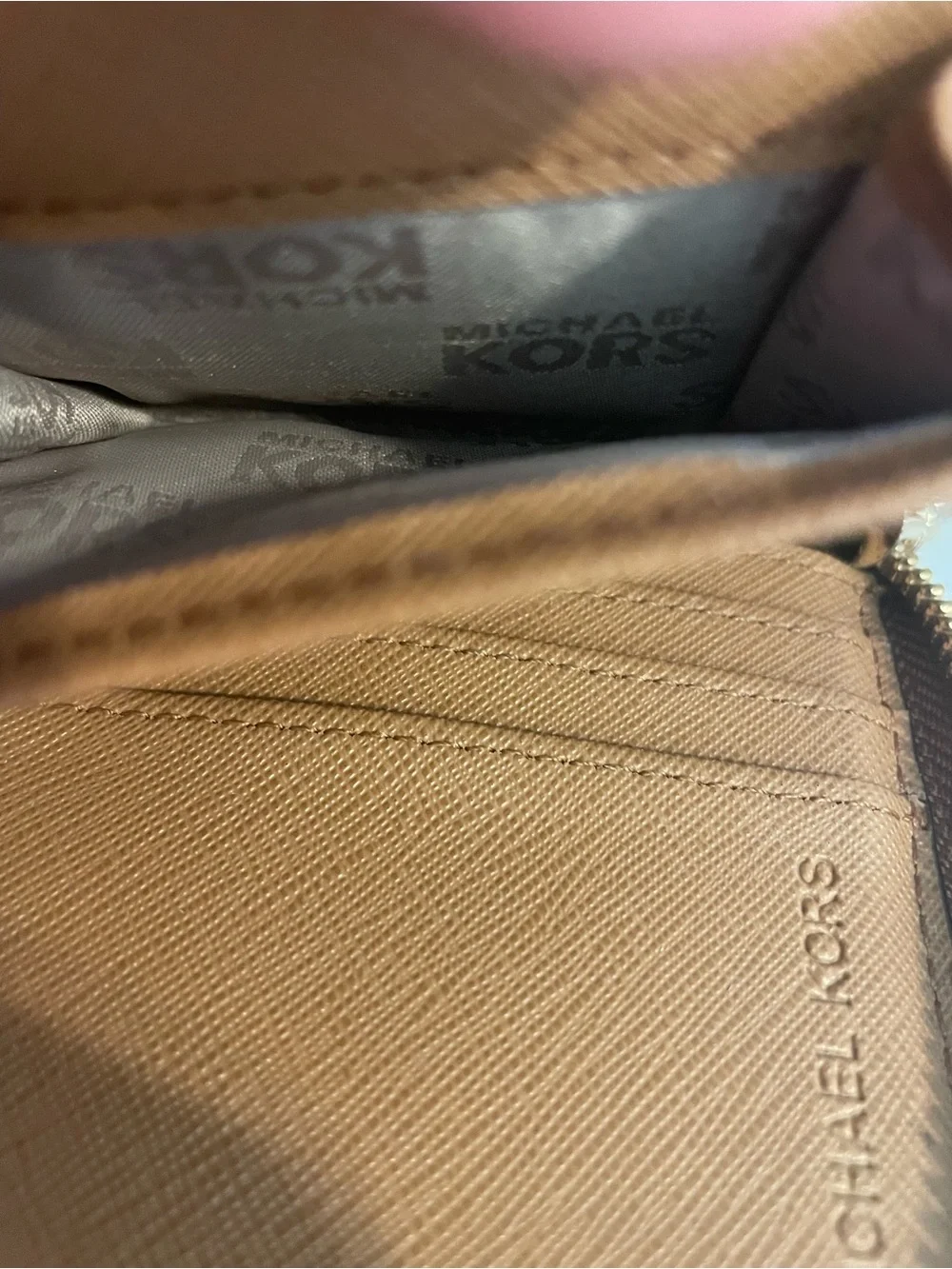Michael Kors Cognac Pebbled Leather Zip-Around Wallet